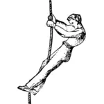 Homme escaladant une corde 2